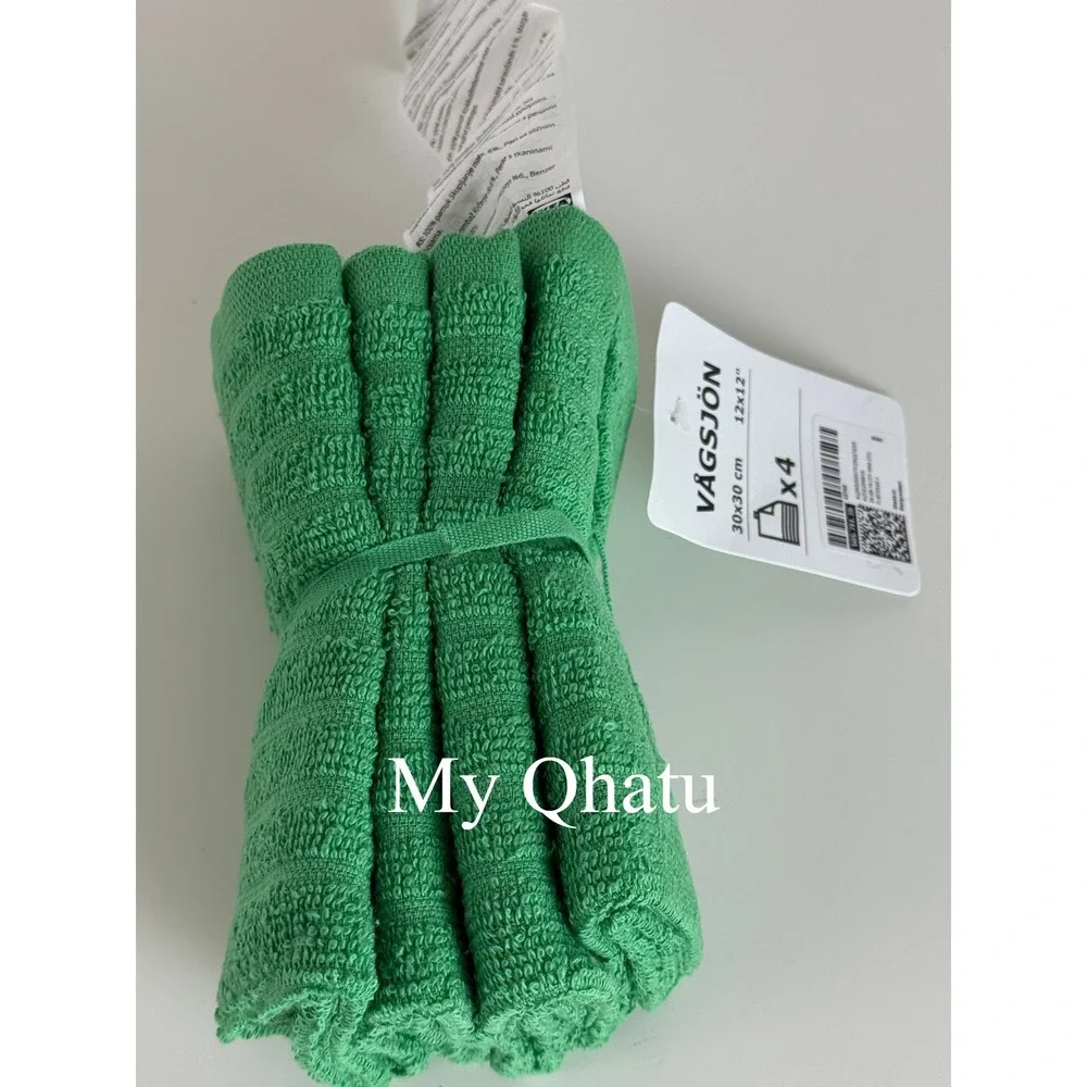 Lot of 8 IKEA Vagsjon Washcloths Towels Green 12